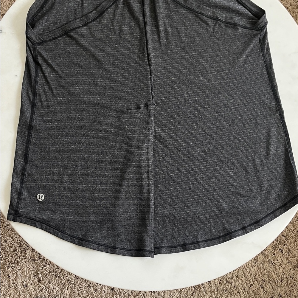 Lululemon Athletica Tank Top Size 8 Charcoal Striped Racerback Split Back - Picture 7 of 11